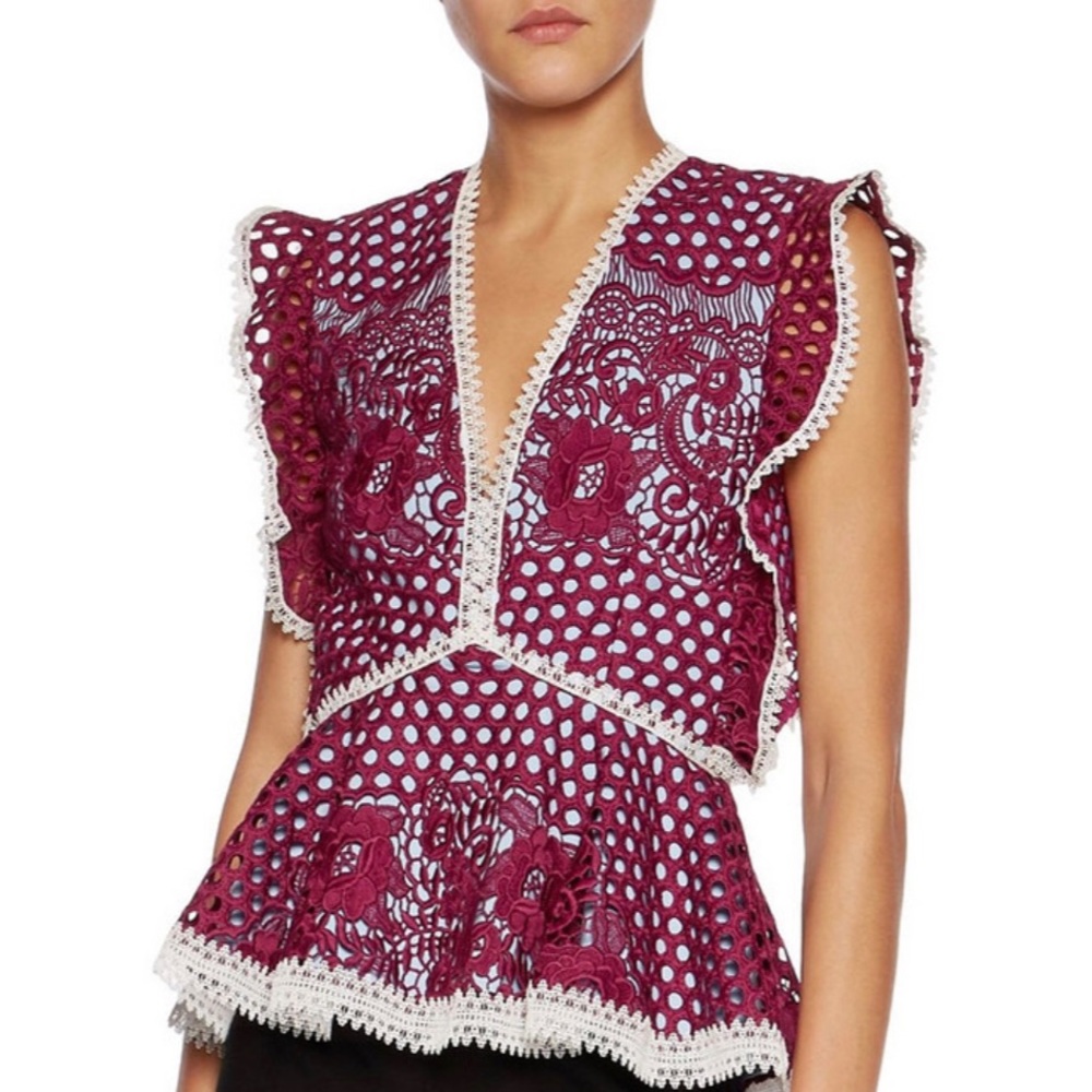 Alexis Kirk paneled corded lace top